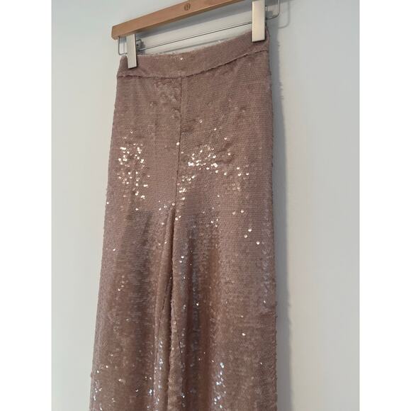 NWT $325 Ted Baker Milleit Wide Leg Trouser Sparkle Pale Pink Size 0 - Picture 6 of 10